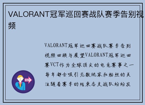 VALORANT冠军巡回赛战队赛季告别视频
